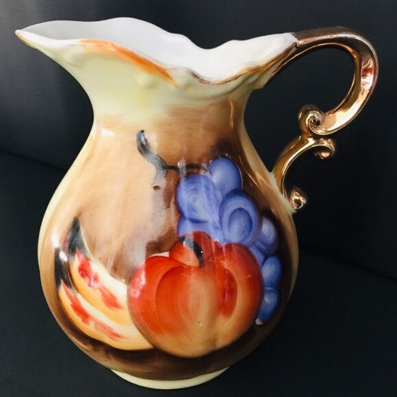 Vintage Hand Painted Grape Banana Apple Pitcher - Picture 3 of 8